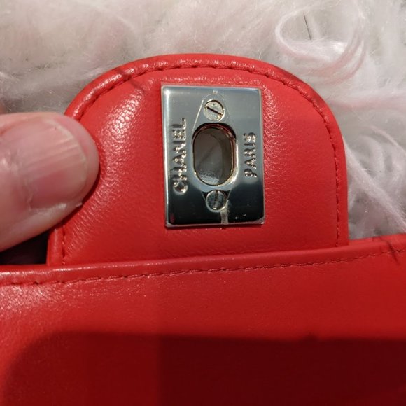 Chanel red mini rectagular lambskin chevron flap - Picture 10 of 10